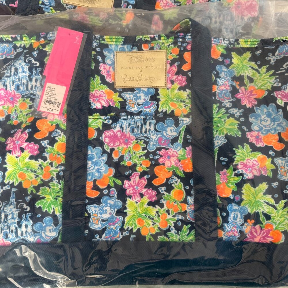 NWT Lilly Loves Disney Disney x Lilly Pulitzer Mickey & Minnie Mouse Canvas Tote - Picture 11 of 14